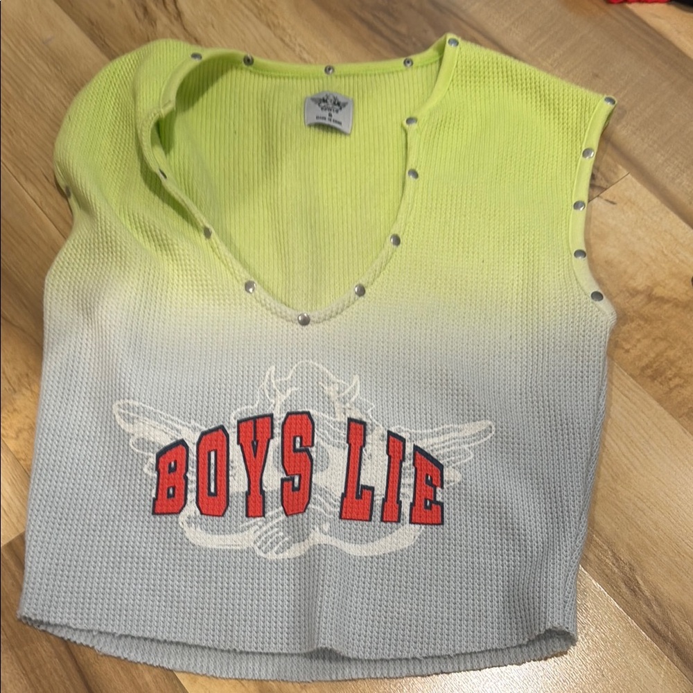 Boys Lie Yellow and Gray Gradient Tank Top
